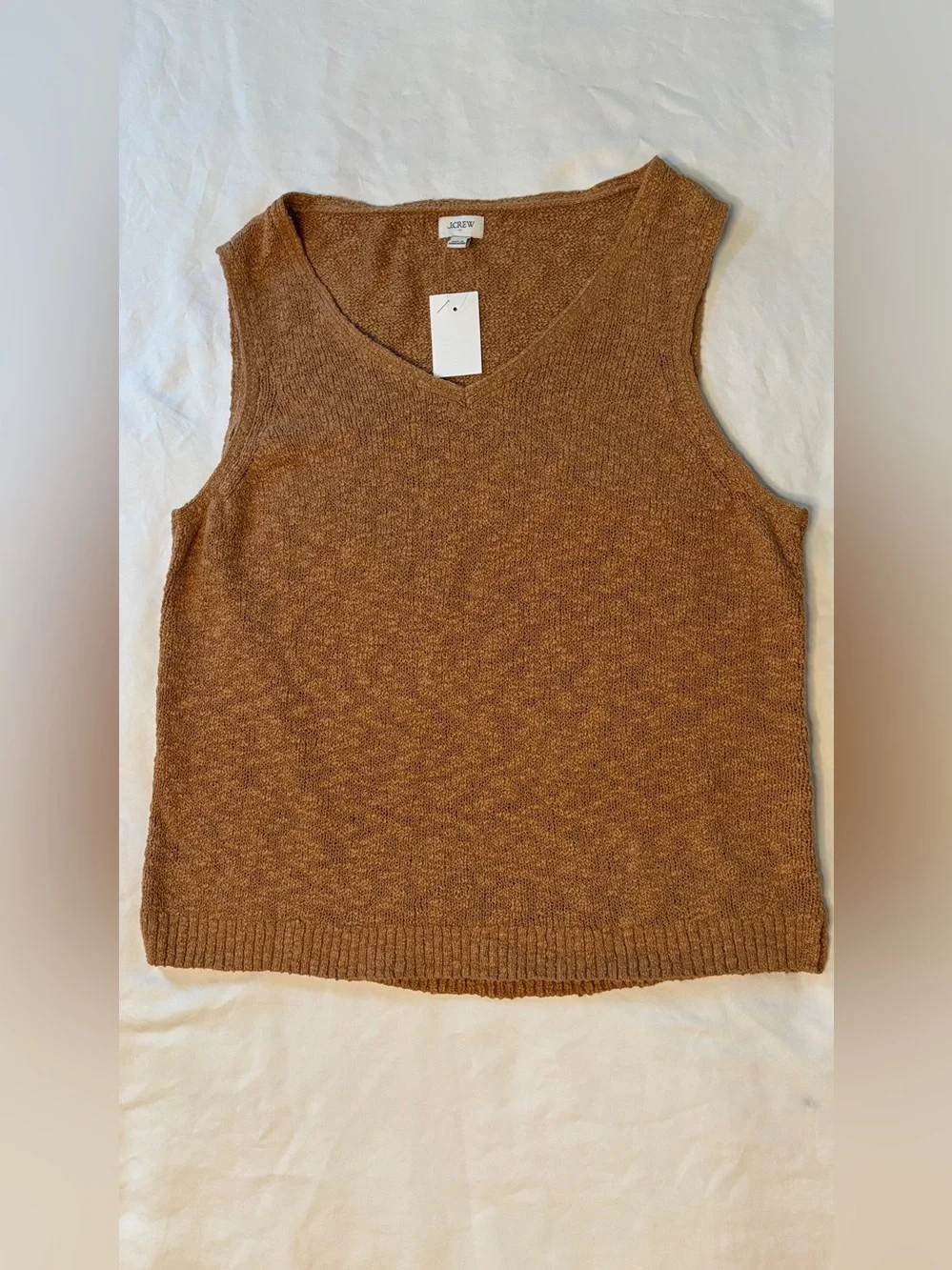 J.Crew NWT Women’s Brown V-Neck Sweater Vest Size L Cotton Blend